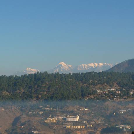 Snow clad view of Almighty Himalayas as seen from Almora..