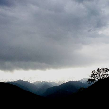 Scenic view of clouds over snow capped mountains from Kakola, Rudraprayag.