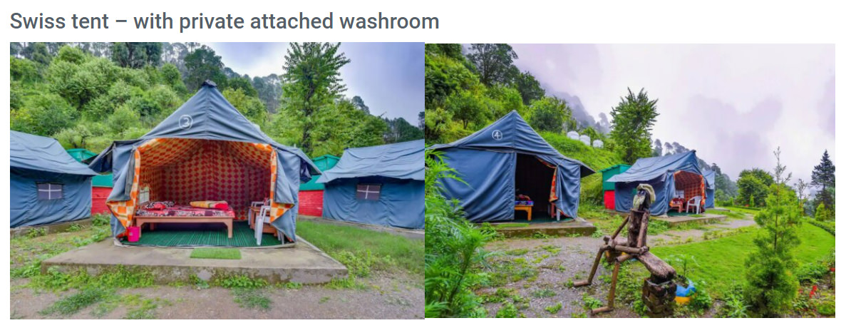 luxury swiss tent camping in Nainital