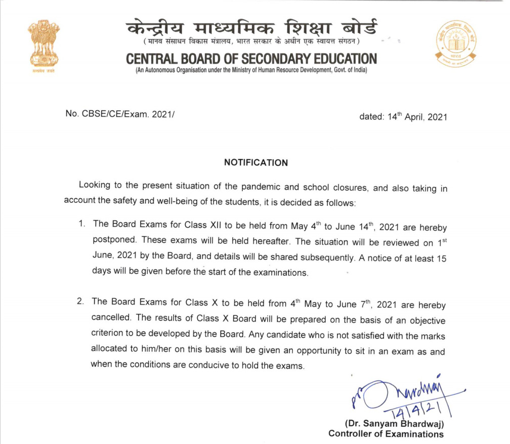 CBSE Class 10 Exams Cancelled, Class 12 Exams Postponed Amidst Rising Covid Cases