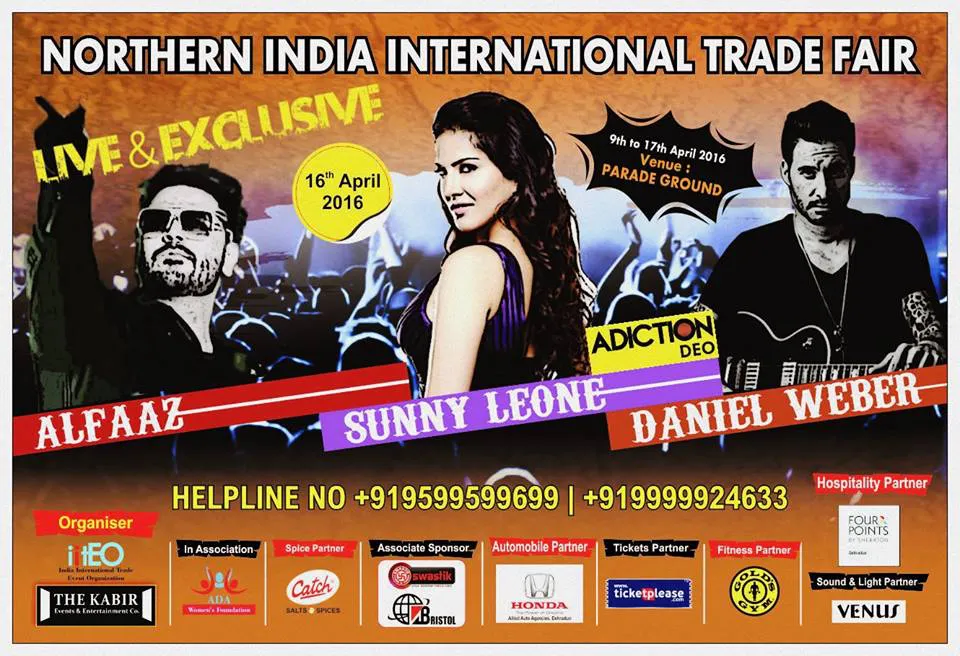 North India International Trade Fair 2016 – Live Sunny Leone, Daniel Weber & Alfaaz