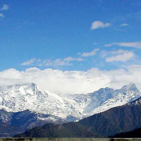 View of snow capped mountains, Taken from Gwaldam to Auli route.