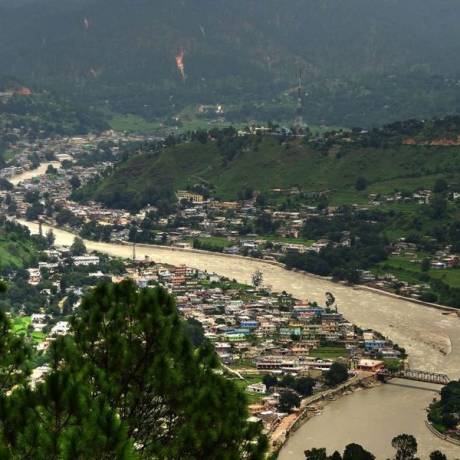 Aerial view of Bageshwar City, Uttarakhand