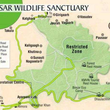 Binsar Wildlife (Bird) Sanctuary Map