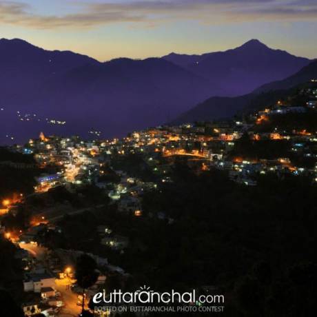 Amazing night view of Chamba town, Tehri Garhwal.