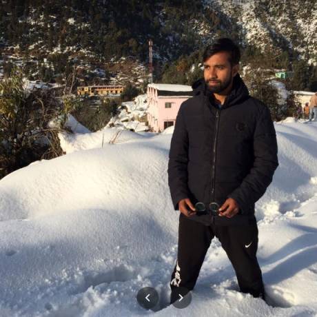 Tourist after snowfall in Chirbatiya