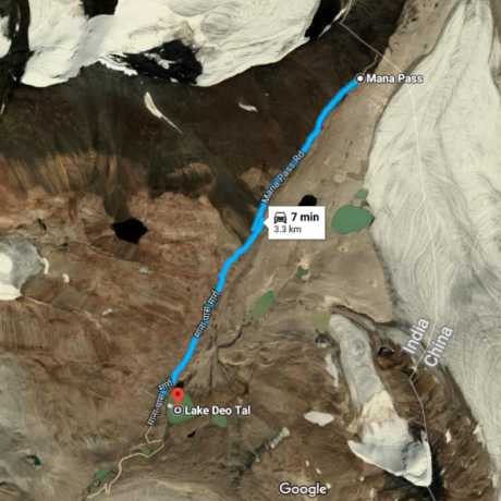 Deo Tal to Mana Pass in Google Maps