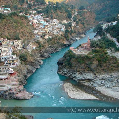 Confluence of two Holy Rivers Alaknanda and Bhagirathi (Ganga or Ganges is named from here)