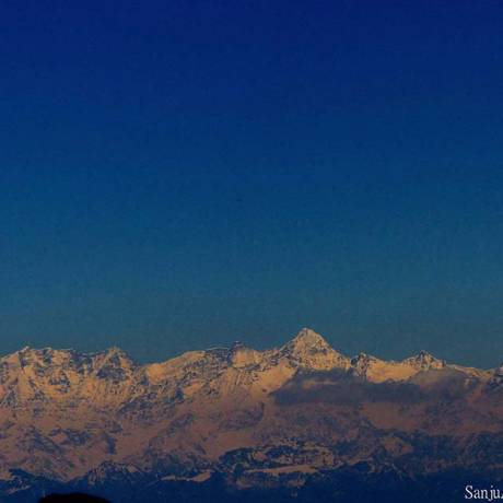 The white wall of Himalayas, as seen from Dhanaulti.