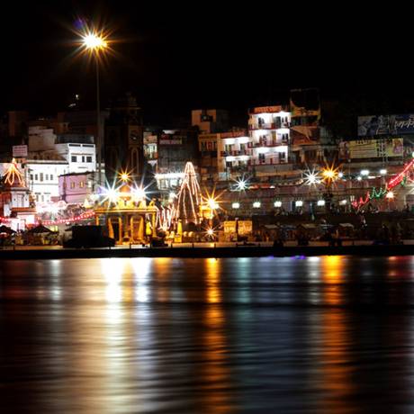 Night view of Har ki Pauri Haridwar, It is a famous ghat on the banks of the Ganges in Haridwar.