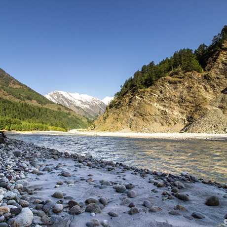 Bhagirathi river flowing through the beautiful Harsil valley.