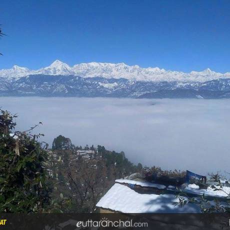 Mesmerizing view of snow capped Himalayan peaks from Kausani.