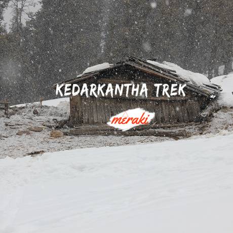Snowfall on Kedarkantha Trek. This trek is situated in western Garhwal region of Uttarakhand in India.