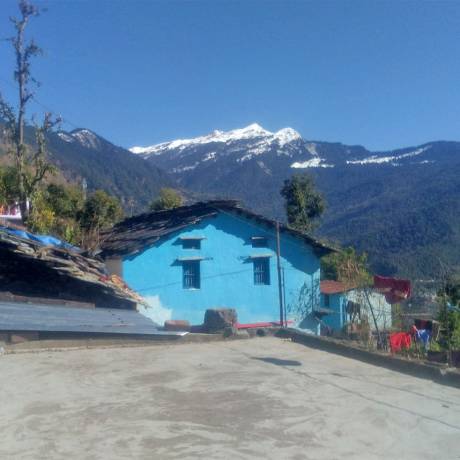 View of Chopta Valley with Chandrashila Peak and Tungnath from Sari Village