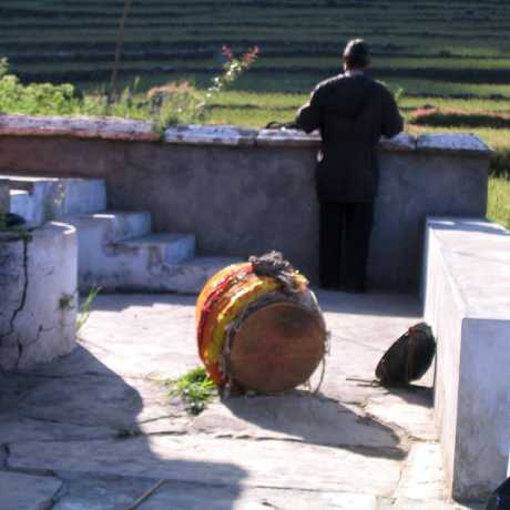 Traditional Dhol (drum) in Bholeshwar Temple in Ukhimath